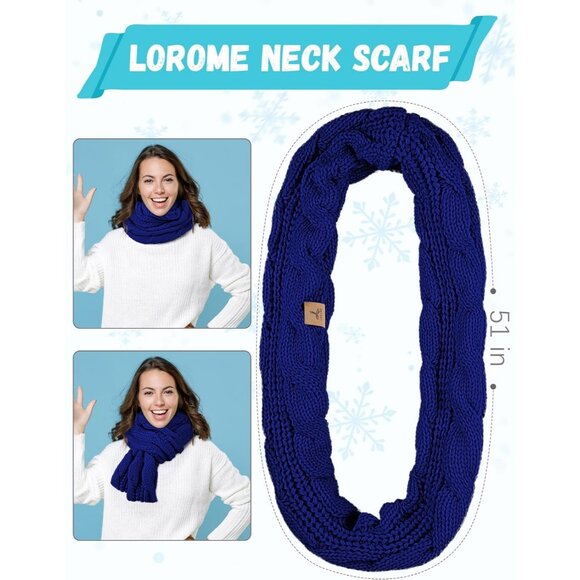 Women Blue Knit Beanie Hat, Gloves, Scarf & Ear Warmer Set - Winter - Picture 4 of 6